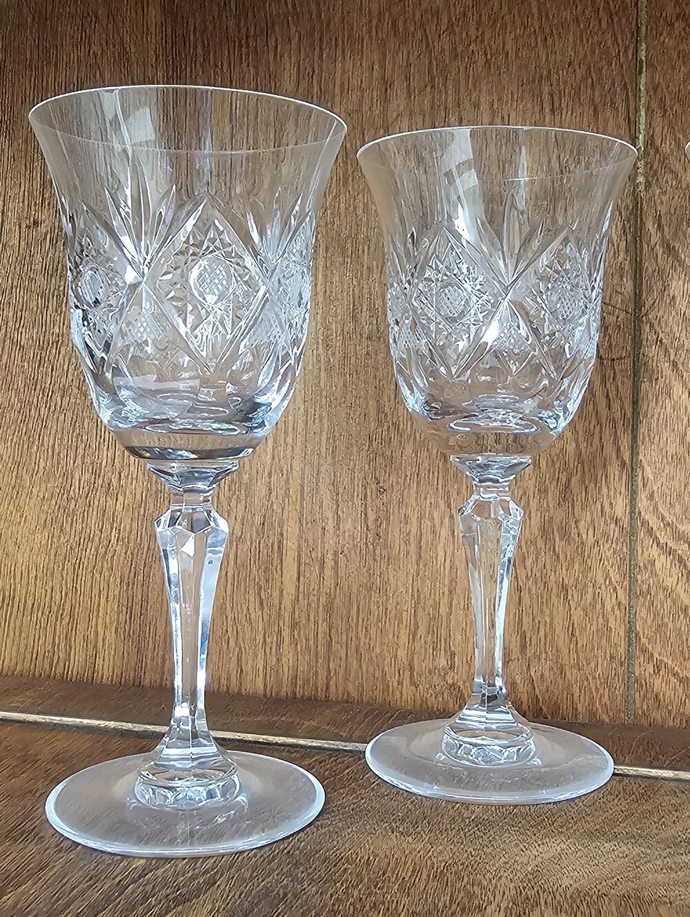 Vintage Bohemia Crystal Cut Wine Glasses - Clear Elegant Stemware (Set of 5)